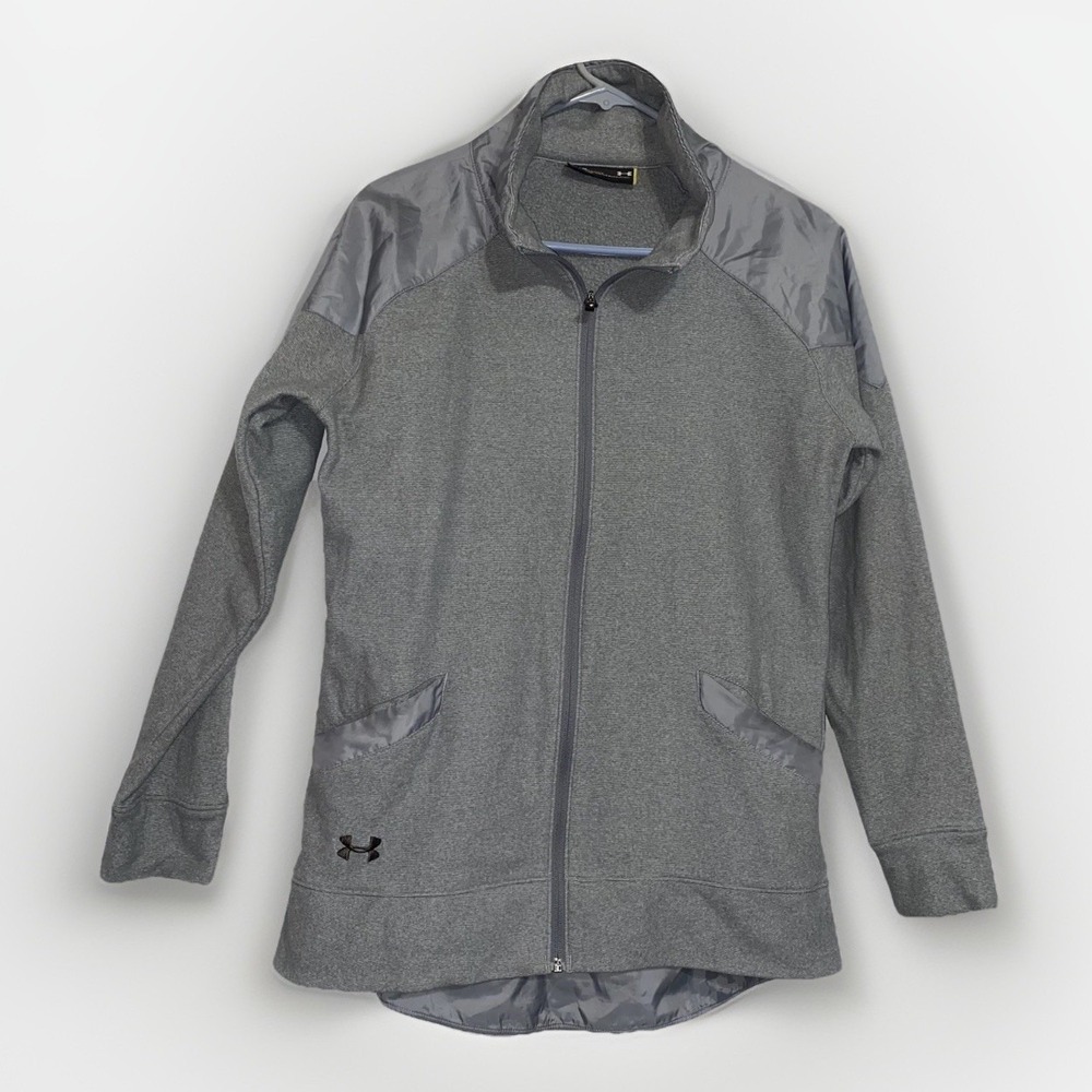 Under Armour Sweater Fleece Jacket Women's Medium Gray Ladies Loose Fit Athletic